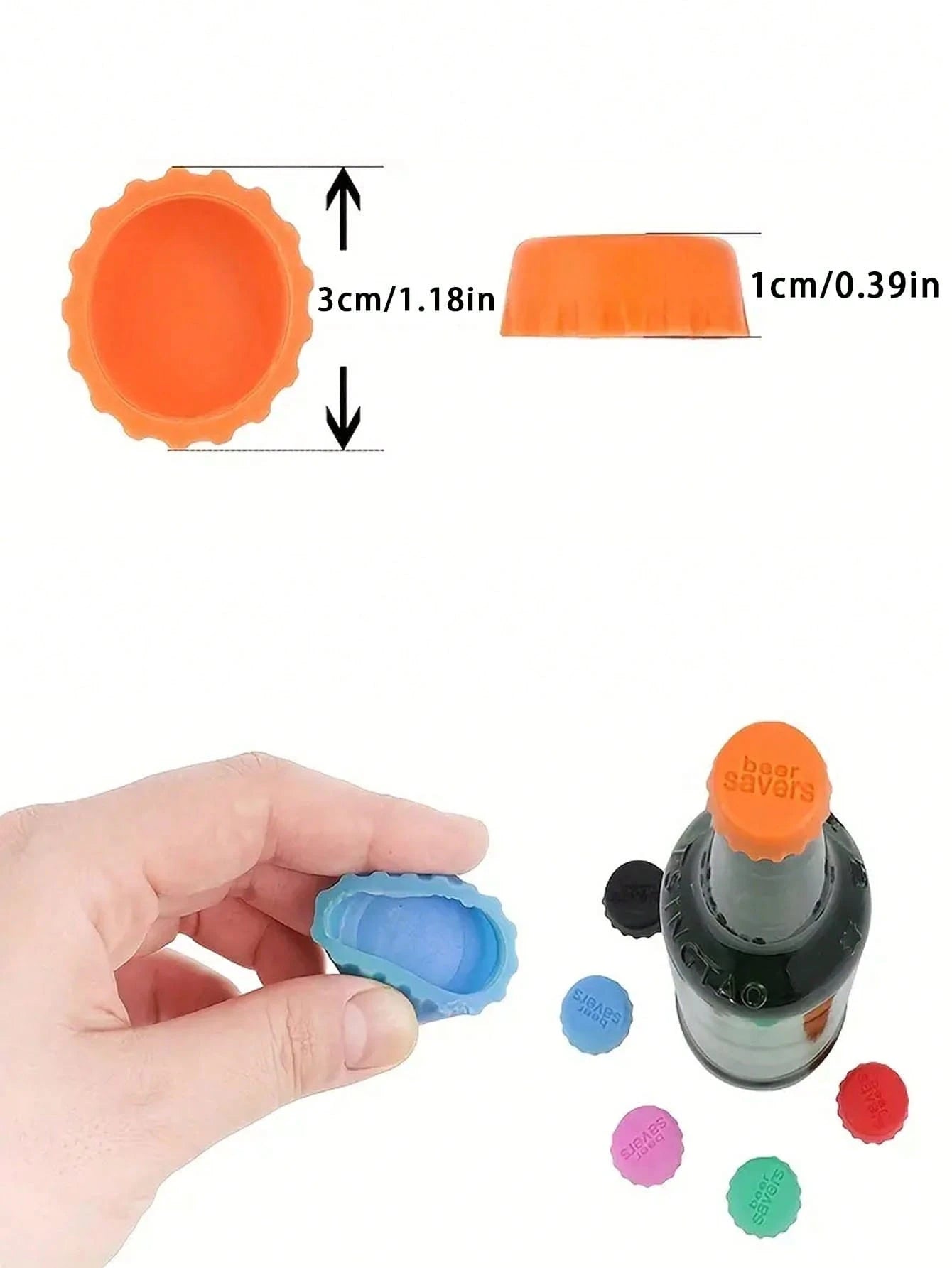6pcs/Set Reusable Silicone Bottle Cap, Sealed Beer Lid, Kitchen Vinegar Soy Sauce Bottle, Soda Cola Wine Preservation Lid, Reusable Practical Colorful Wine Stopper For Wine Beer Beverage Bottle, Food