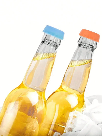 6pcs/Set Reusable Silicone Bottle Cap, Sealed Beer Lid, Kitchen Vinegar Soy Sauce Bottle, Soda Cola Wine Preservation Lid, Reusable Practical Colorful Wine Stopper For Wine Beer Beverage Bottle, Food