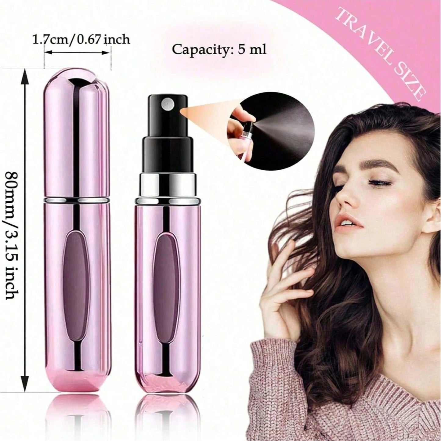 6pcs Travel Perfume Bottles, Refillable Portable Mini Spray Refill Bottles, Women's Pocket Perfume Sprayer, 5ml