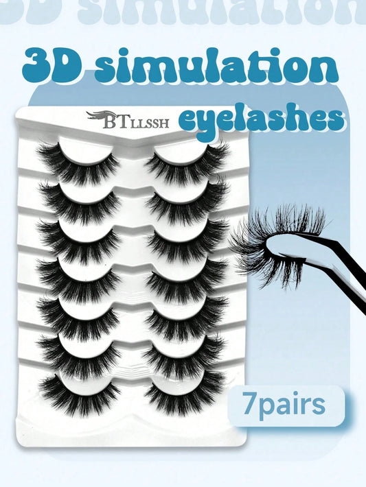 7 Pairs Outer Angle Extended Fluffy False Eyelashes Suitable For Daily Makeup Use