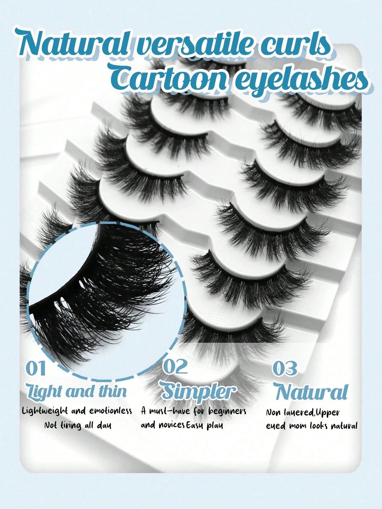 7 Pairs Outer Angle Extended Fluffy False Eyelashes Suitable For Daily Makeup Use