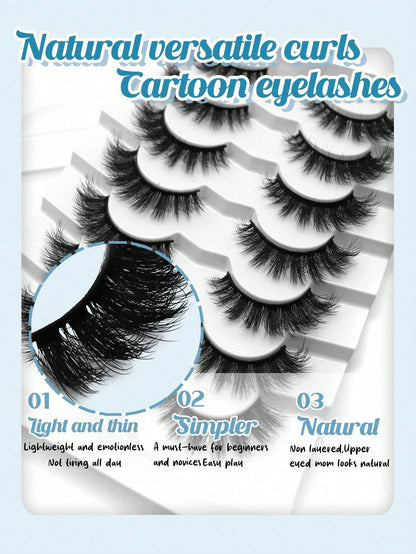 7 Pairs Outer Angle Extended Fluffy False Eyelashes Suitable For Daily Makeup Use