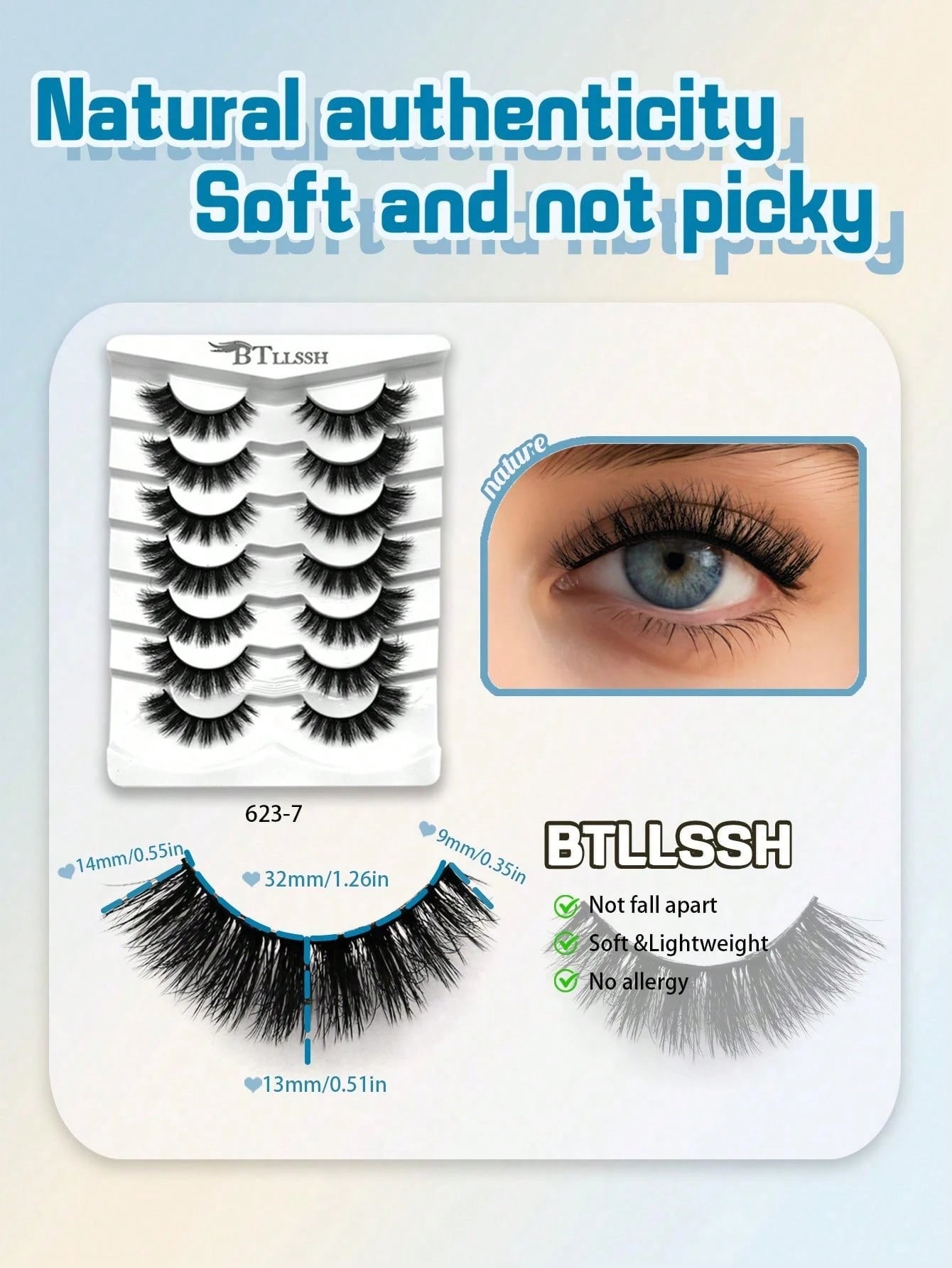 7 Pairs Outer Angle Extended Fluffy False Eyelashes Suitable For Daily Makeup Use