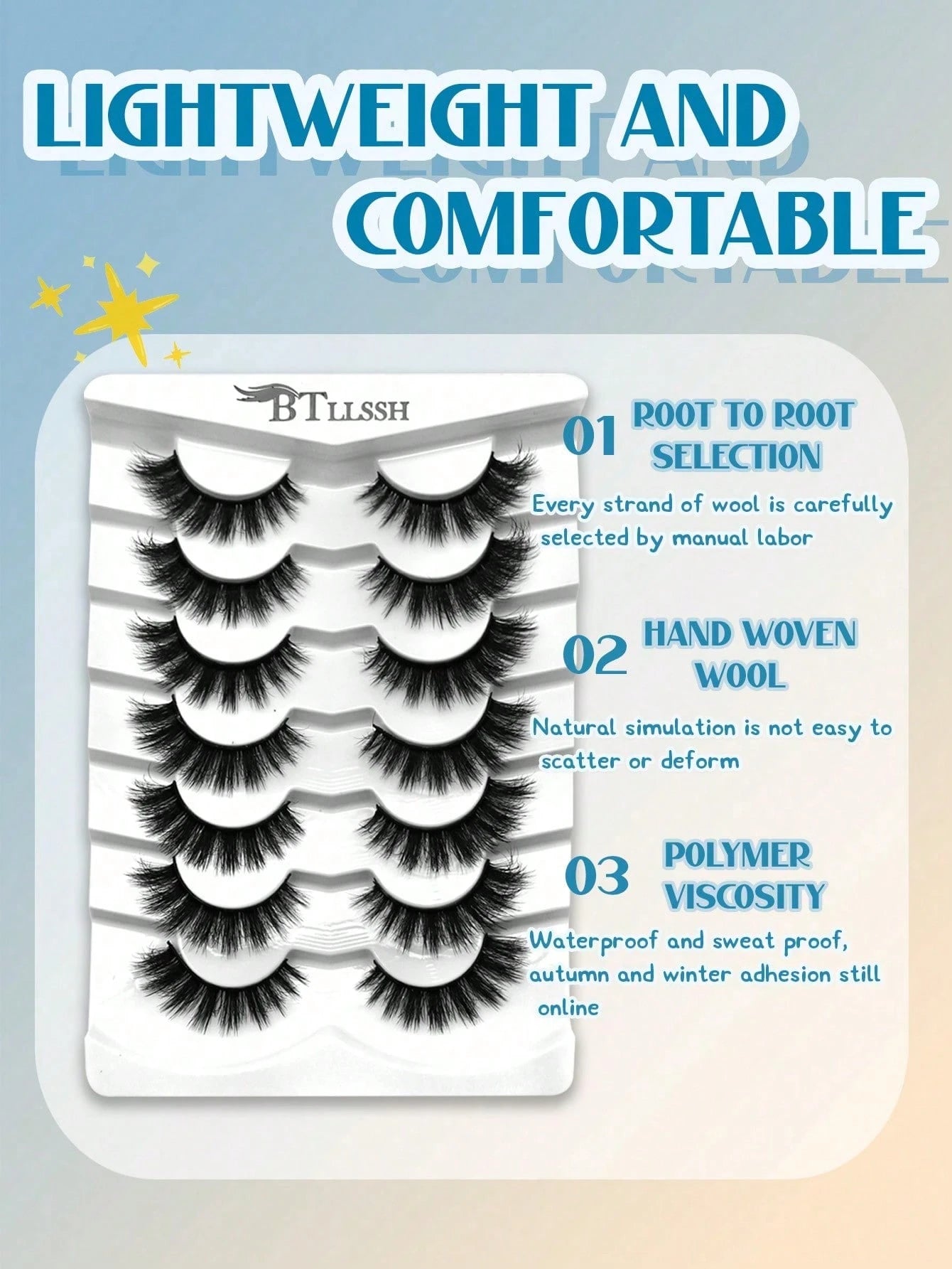 7 Pairs Outer Angle Extended Fluffy False Eyelashes Suitable For Daily Makeup Use