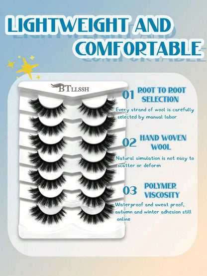 7 Pairs Outer Angle Extended Fluffy False Eyelashes Suitable For Daily Makeup Use