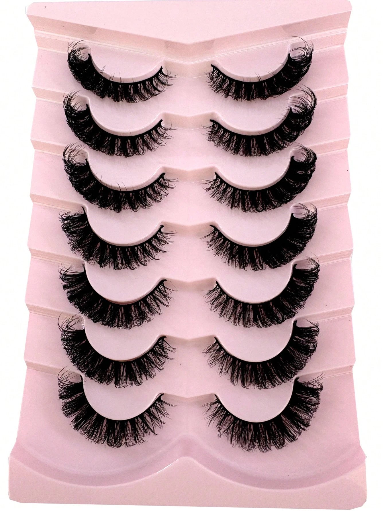7 Pairs/Pack DD Curl Russian False Eyelashes, Dense & Curly, Create Cat Eye Makeup Effect, Delicate 8D Dense False Lashes, Enhance Eye Contour, Elongate & Thicken Lash Line, Achieve Refined Makeup Loo