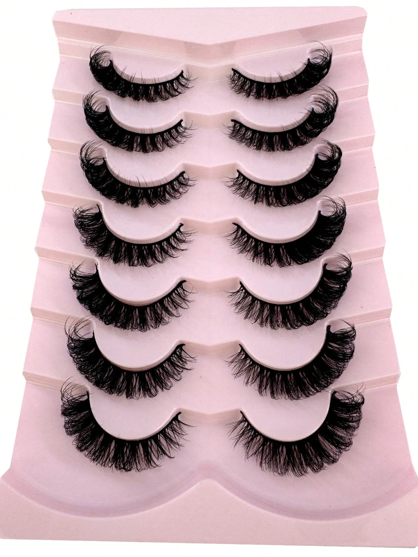 7 Pairs/Pack DD Curl Russian False Eyelashes, Dense & Curly, Create Cat Eye Makeup Effect, Delicate 8D Dense False Lashes, Enhance Eye Contour, Elongate & Thicken Lash Line, Achieve Refined Makeup Loo