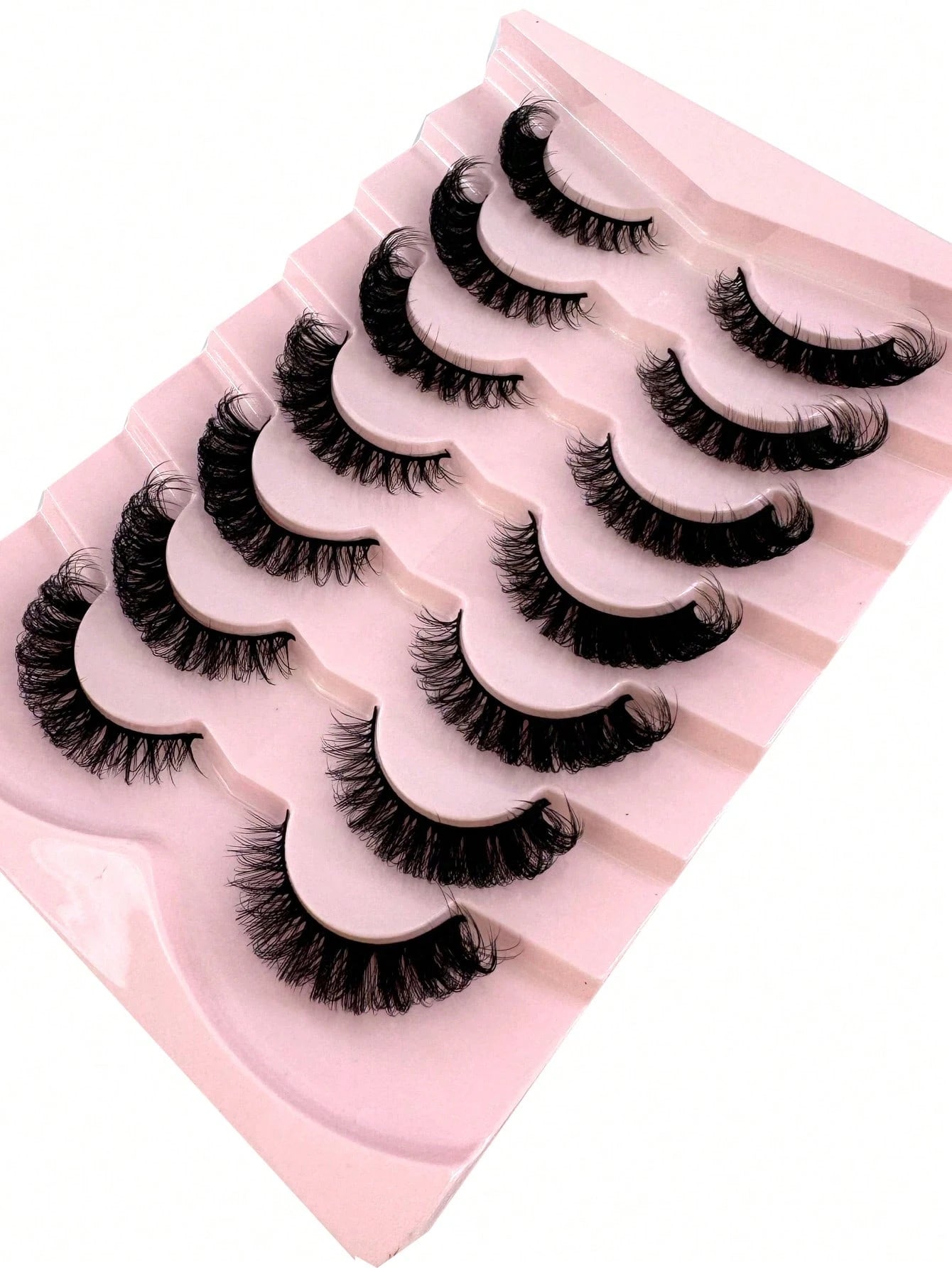 7 Pairs/Pack DD Curl Russian False Eyelashes, Dense & Curly, Create Cat Eye Makeup Effect, Delicate 8D Dense False Lashes, Enhance Eye Contour, Elongate & Thicken Lash Line, Achieve Refined Makeup Loo