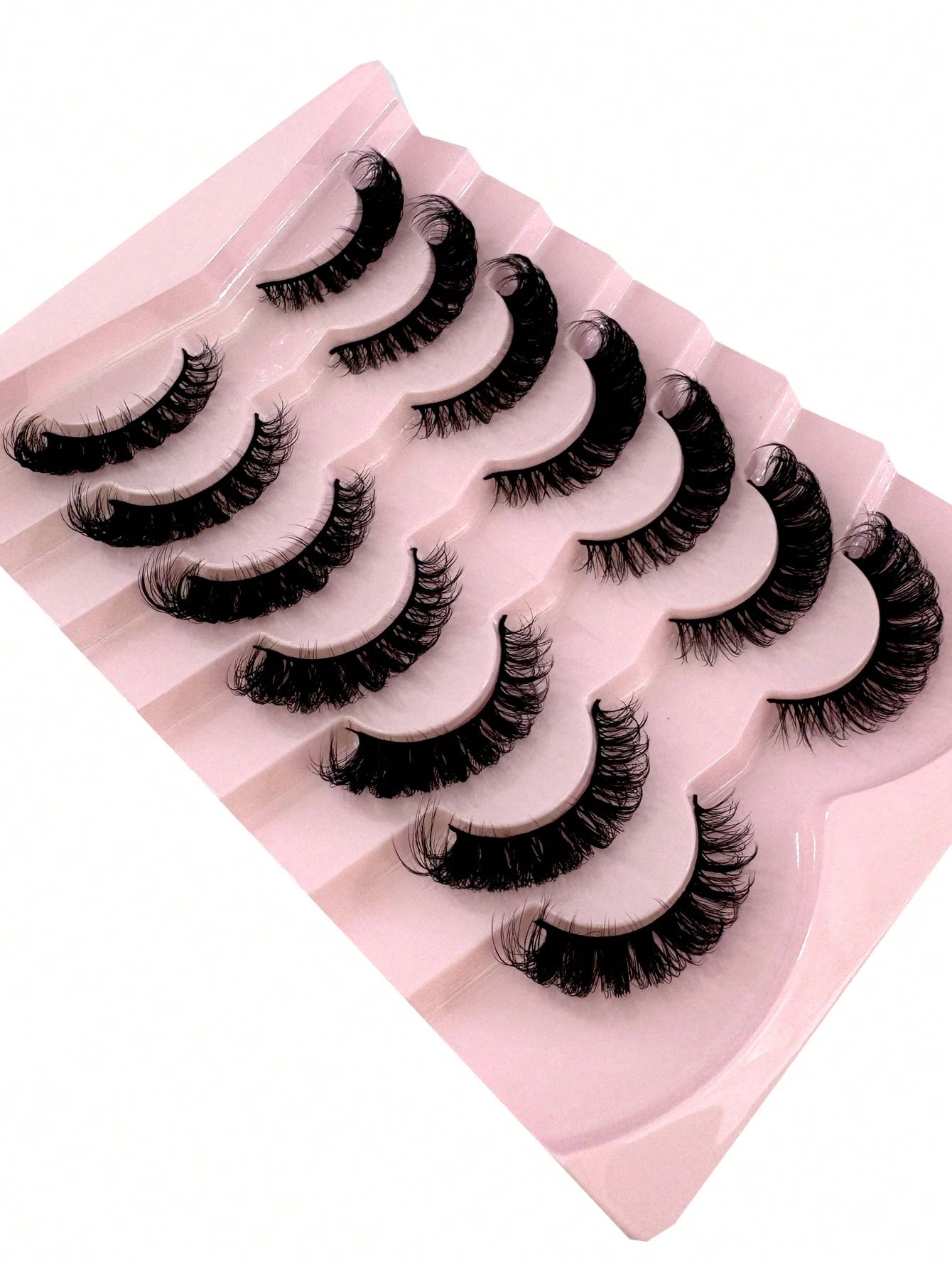 7 Pairs/Pack DD Curl Russian False Eyelashes, Dense & Curly, Create Cat Eye Makeup Effect, Delicate 8D Dense False Lashes, Enhance Eye Contour, Elongate & Thicken Lash Line, Achieve Refined Makeup Loo