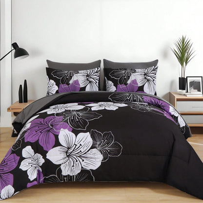 7 Pieces Floral Yellow/Aqua/Navy Blue Floral Comforter Set Queen King Bed In A Bag Botanical Floral Comforter Soft Soft Microfiber Complete Bedding Sets For Fall And Wedding Items,Valentines Day Home