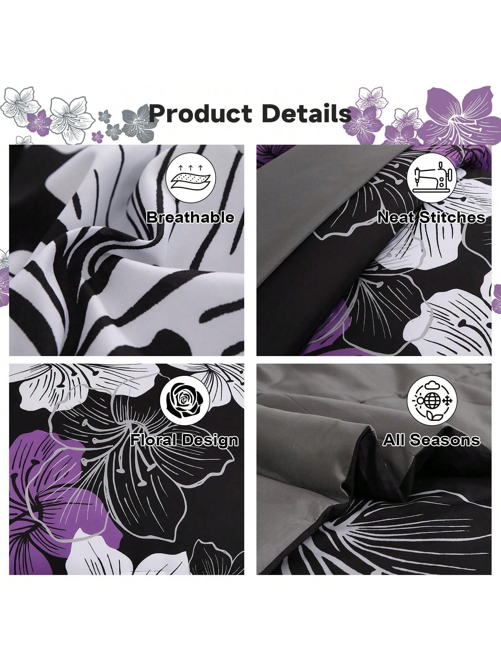 7 Pieces Floral Yellow/Aqua/Navy Blue Floral Comforter Set Queen King Bed In A Bag Botanical Floral Comforter Soft Soft Microfiber Complete Bedding Sets For Fall And Wedding Items,Valentines Day Home