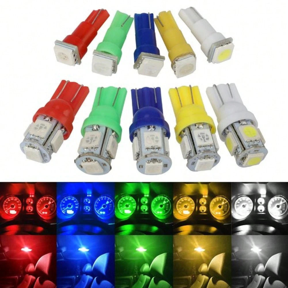70PCS T5 T10 5050-SMD LED Speedometer Instrument Gauge Cluster Dash Light Bulbs