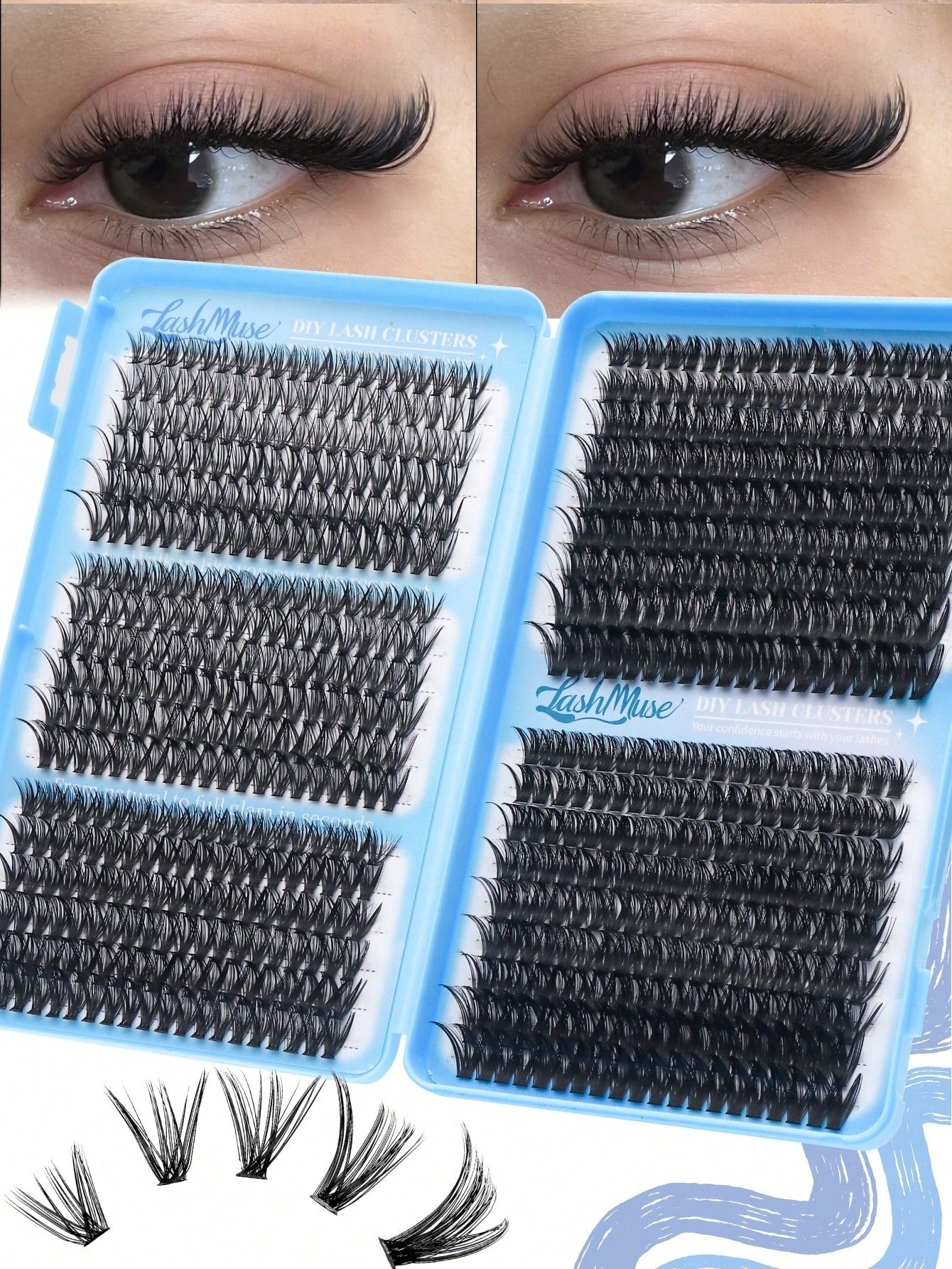 720 Clusters D-Curl High Capacity False Eyelash Book, 30D+40D+50D+60D Four Density Combination, 8-16MM Mixed Length, Zoned Single Cluster Lashes Transitioning From Fine Natural To Dense Fluffy, Mink-L