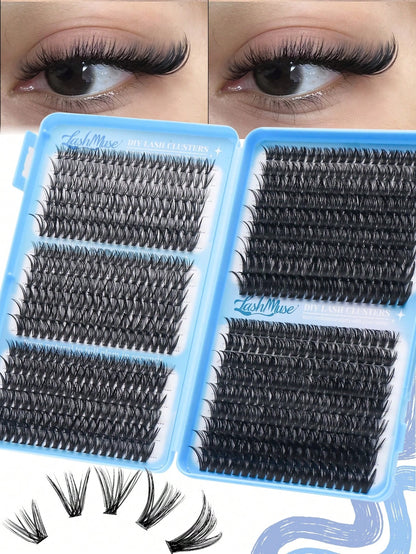 720 Clusters D-Curl High Capacity False Eyelash Book, 30D+40D+50D+60D Four Density Combination, 8-16MM Mixed Length, Zoned Single Cluster Lashes Transitioning From Fine Natural To Dense Fluffy, Mink-L