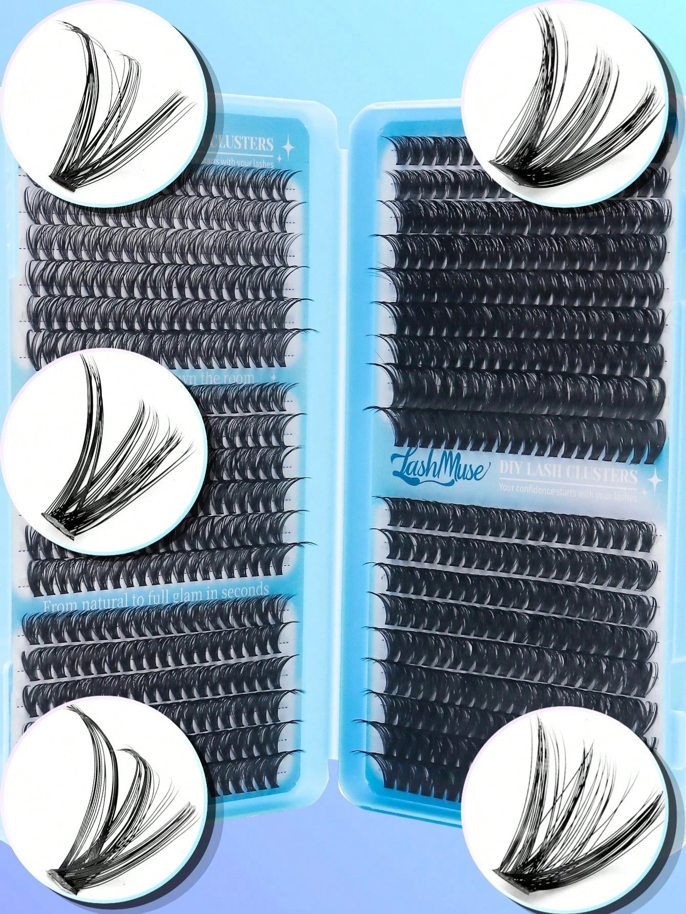 720 Clusters D-Curl High Capacity False Eyelash Book, 30D+40D+50D+60D Four Density Combination, 8-16MM Mixed Length, Zoned Single Cluster Lashes Transitioning From Fine Natural To Dense Fluffy, Mink-L