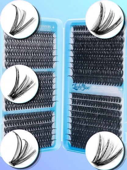 720 Clusters D-Curl High Capacity False Eyelash Book, 30D+40D+50D+60D Four Density Combination, 8-16MM Mixed Length, Zoned Single Cluster Lashes Transitioning From Fine Natural To Dense Fluffy, Mink-L