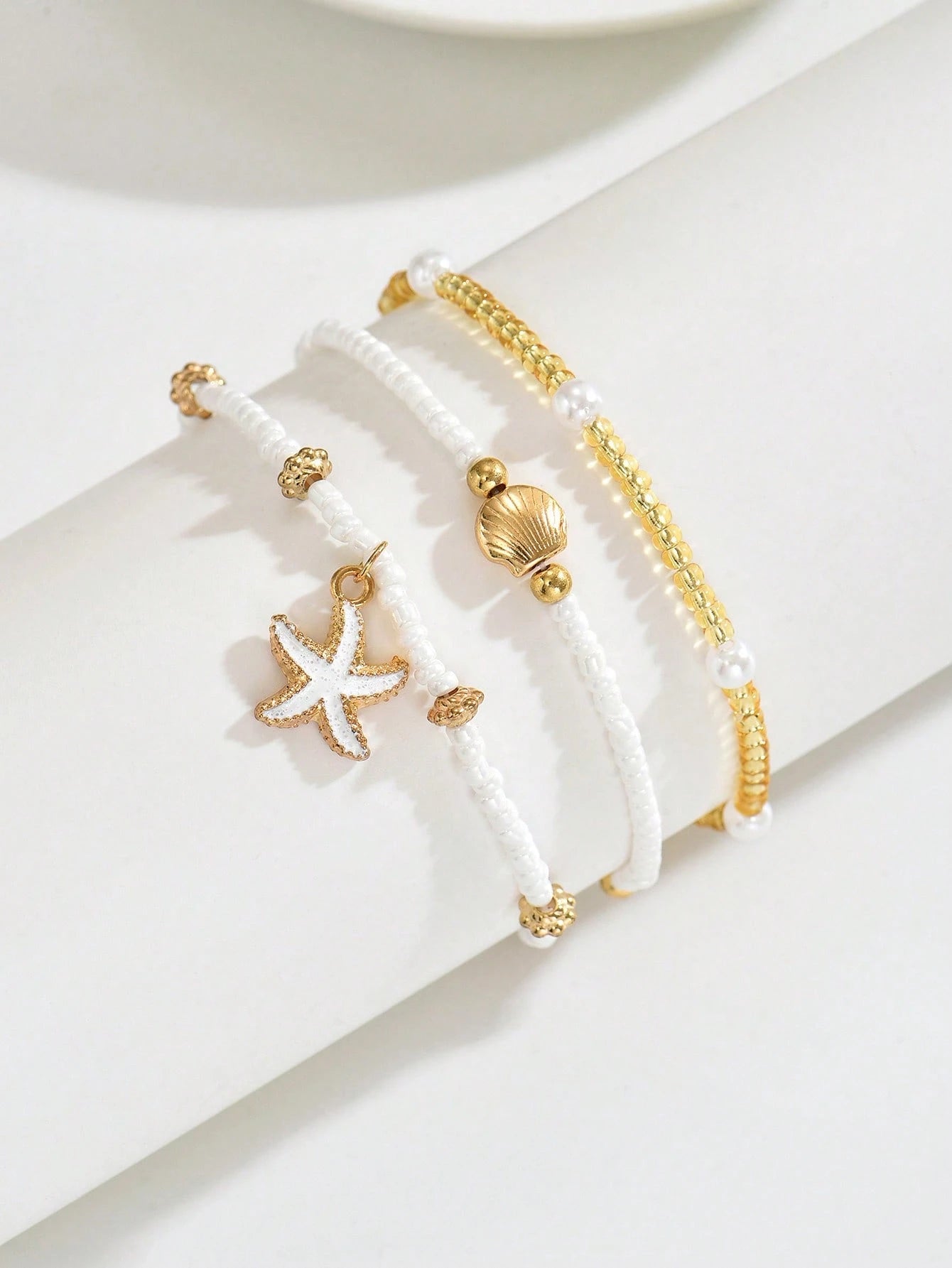 7pcs Bohemian Style Beaded Handmade Bracelet With Shell & Starfish Elements, Women Summer Beach Holiday Party Accessory