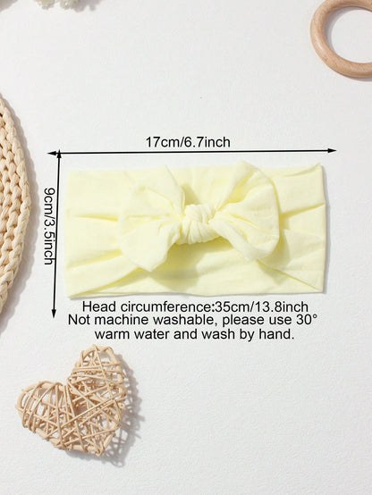 7pcs/Set Candy Color Nylon Bows Headbands Set For Infant, Suitable For Daily Wear