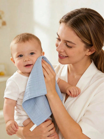 7pcs Soft & Comfortable 100% Cotton Baby Bibs, Solid Color, Floral, Cartoon Animal Printed Baby Cotton Gauze Burp Cloths, Feeding Handkerchiefs, Essential For Newborns