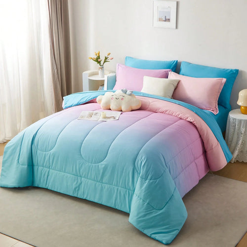 7pieces(Full/Queen/King)Lightweight Solid Comforter Set For All Seasons,Twin(5 Pieces),Soft & Comfortable Bed In A Bag Set For Student/Friends/Colleage,A Cloud-Like Sleeping Space All Year Round,Sprin