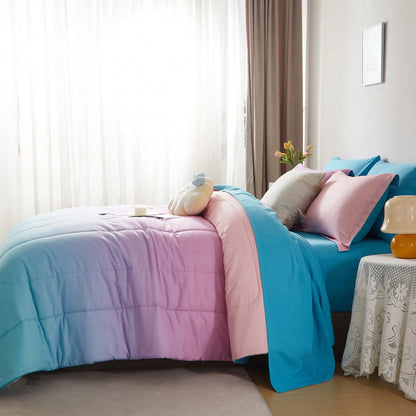 7pieces(Full/Queen/King)Lightweight Solid Comforter Set For All Seasons,Twin(5 Pieces),Soft & Comfortable Bed In A Bag Set For Student/Friends/Colleage,A Cloud-Like Sleeping Space All Year Round,Sprin