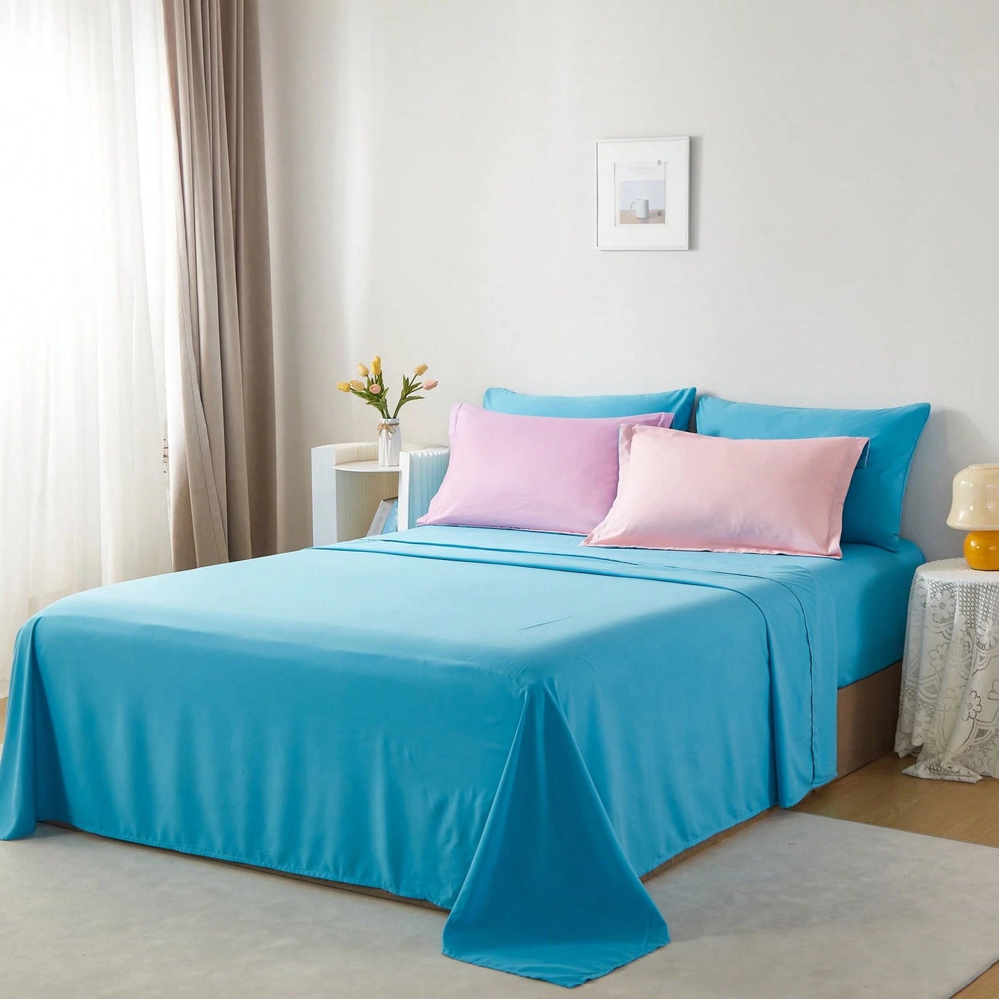 7pieces(Full/Queen/King)Lightweight Solid Comforter Set For All Seasons,Twin(5 Pieces),Soft & Comfortable Bed In A Bag Set For Student/Friends/Colleage,A Cloud-Like Sleeping Space All Year Round,Sprin