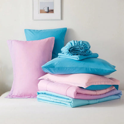 7pieces(Full/Queen/King)Lightweight Solid Comforter Set For All Seasons,Twin(5 Pieces),Soft & Comfortable Bed In A Bag Set For Student/Friends/Colleage,A Cloud-Like Sleeping Space All Year Round,Sprin