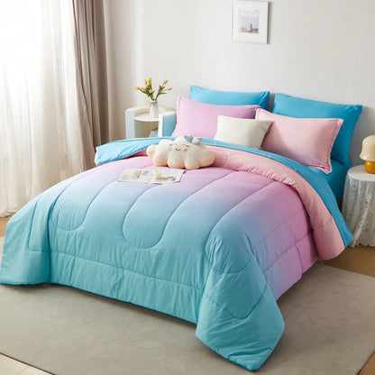 7pieces(Full/Queen/King)Lightweight Solid Comforter Set For All Seasons,Twin(5 Pieces),Soft & Comfortable Bed In A Bag Set For Student/Friends/Colleage,A Cloud-Like Sleeping Space All Year Round,Sprin