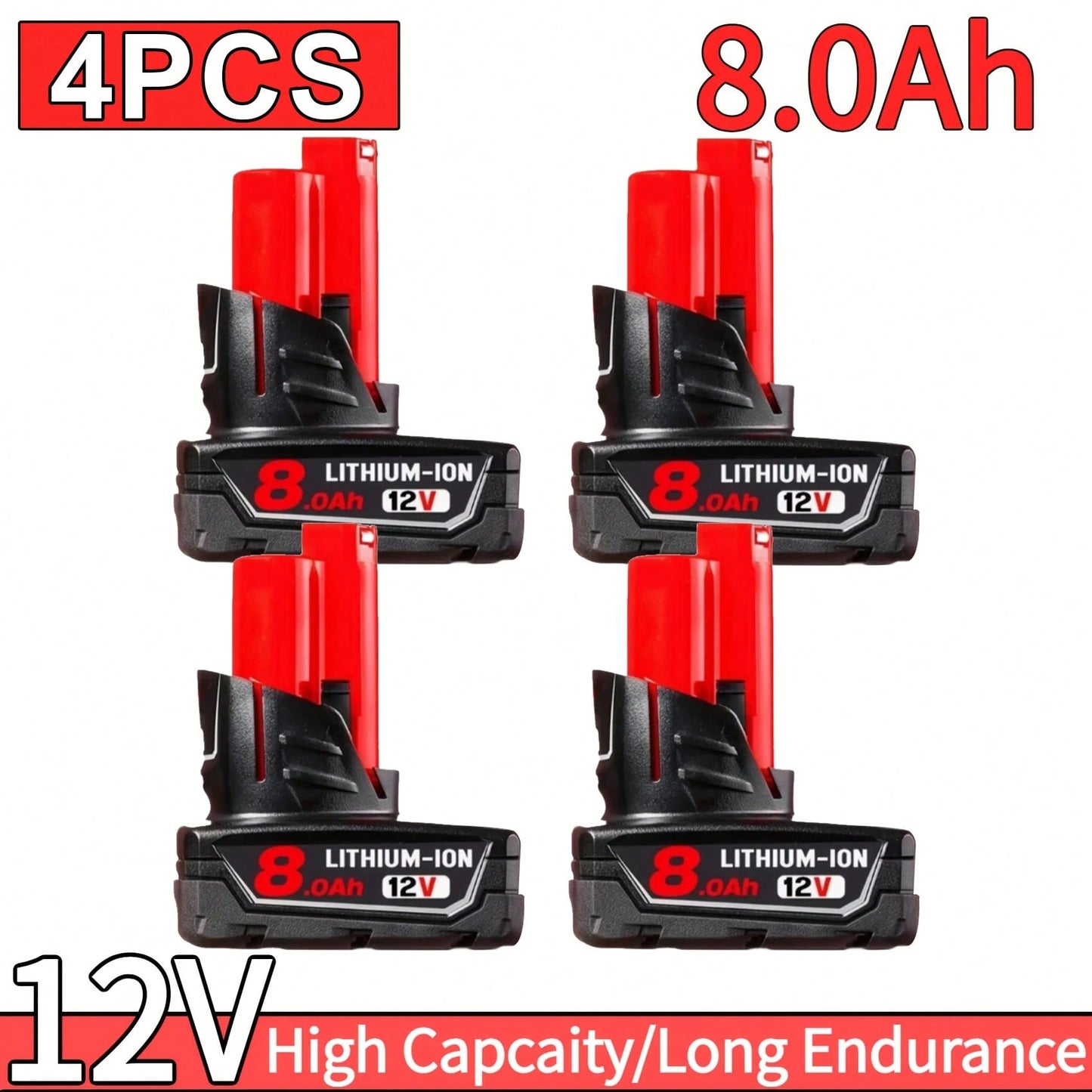 8.0Ah 12V Lithium Ion Replacement Battery Compatible With 12V Battery 48-11-2460 48-11-2412 48-11-2401 48-11-2440 And 12 Volt Cordless Tool Battery