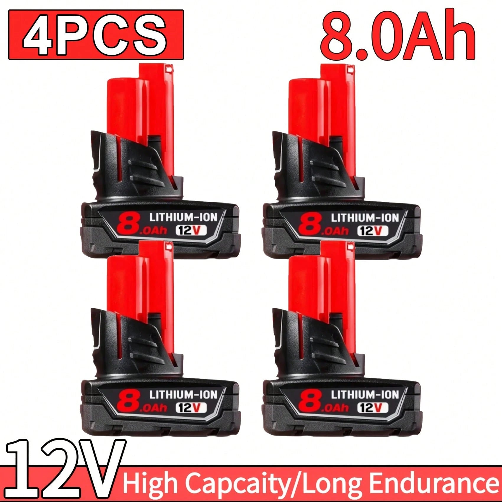 8.0Ah 12V Lithium Ion Replacement Battery Compatible With 12V Battery 48-11-2460 48-11-2412 48-11-2401 48-11-2440 And 12 Volt Cordless Tool Battery