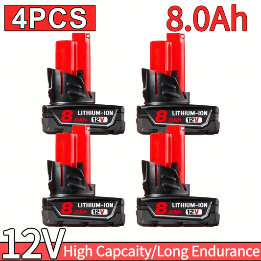8.0Ah 12V Lithium Ion Replacement Battery Compatible With 12V Battery 48-11-2460 48-11-2412 48-11-2401 48-11-2440 And 12 Volt Cordless Tool Battery