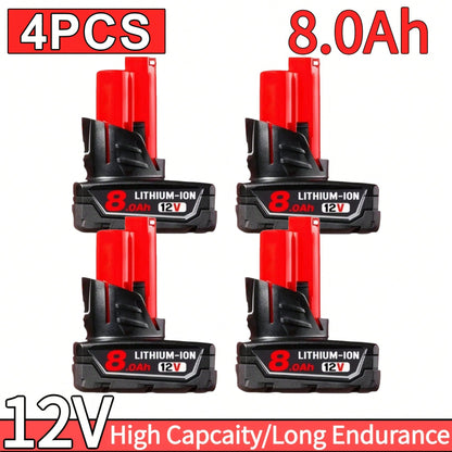 8.0Ah 12V Lithium Ion Replacement Battery Compatible With 12V Battery 48-11-2460 48-11-2412 48-11-2401 48-11-2440 And 12 Volt Cordless Tool Battery