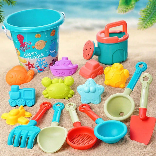 8/16pcs Beach Toy Set, Summer Pool Game Toys, Outdoor Beach Play Tools, Includes Bucket, Shovel And Sandcastle Building Tools, Suitable For Boys And Girls Outdoor Games, Beach Trips And Camping, Perfe
