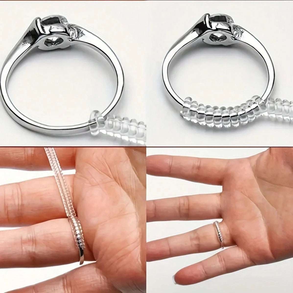 8/4pcs Invisible Ring Size Adjuster Common Size For Loose Rings, Transparent Silicone, Ring Sizers Ring Spacers Or Ring Tightener - Invisible Ring Guards - 4 Sizes Fitter, Resizer Fit Almost Any Size