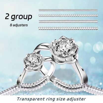 8/4pcs Invisible Ring Size Adjuster Common Size For Loose Rings, Transparent Silicone, Ring Sizers Ring Spacers Or Ring Tightener - Invisible Ring Guards - 4 Sizes Fitter, Resizer Fit Almost Any Size