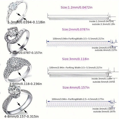 8/4pcs Invisible Ring Size Adjuster Common Size For Loose Rings, Transparent Silicone, Ring Sizers Ring Spacers Or Ring Tightener - Invisible Ring Guards - 4 Sizes Fitter, Resizer Fit Almost Any Size