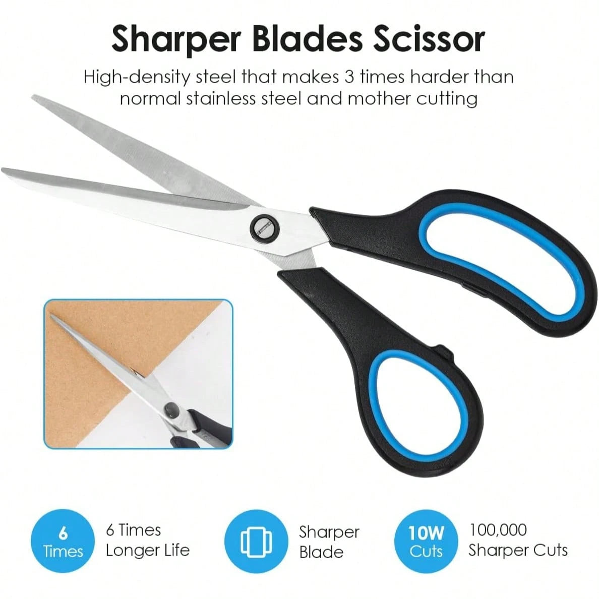 8.5" Heavy Duty Scissors All Purpose For Office School Crafts Sewing| 3-Pack, Ultra-Sharp 2.5mm Stainless Blades, Comfort Grip Handles, Left & Right Handed – Teacher Desk & Classroom Must-Have