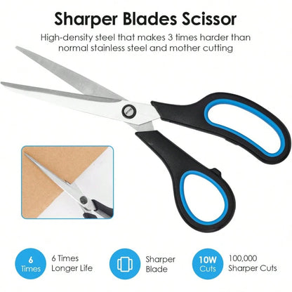 8.5" Heavy Duty Scissors All Purpose For Office School Crafts Sewing| 3-Pack, Ultra-Sharp 2.5mm Stainless Blades, Comfort Grip Handles, Left & Right Handed – Teacher Desk & Classroom Must-Have