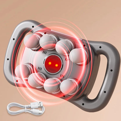 8-Head Electric Deep Tissue Massager For Muscle Relief, Multi-Head Back Pain Massage Device With Red Light Heating, Large Thrust Percussion Massage Gun For Waist, Calf, Thigh, And Foot Soreness, Hands