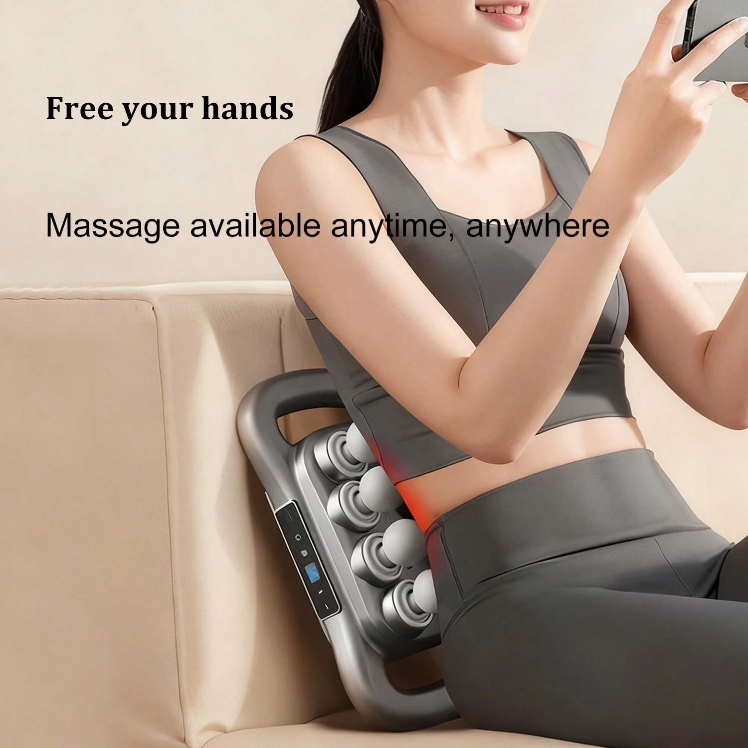 8-Head Electric Deep Tissue Massager For Muscle Relief, Multi-Head Back Pain Massage Device With Red Light Heating, Large Thrust Percussion Massage Gun For Waist, Calf, Thigh, And Foot Soreness, Hands