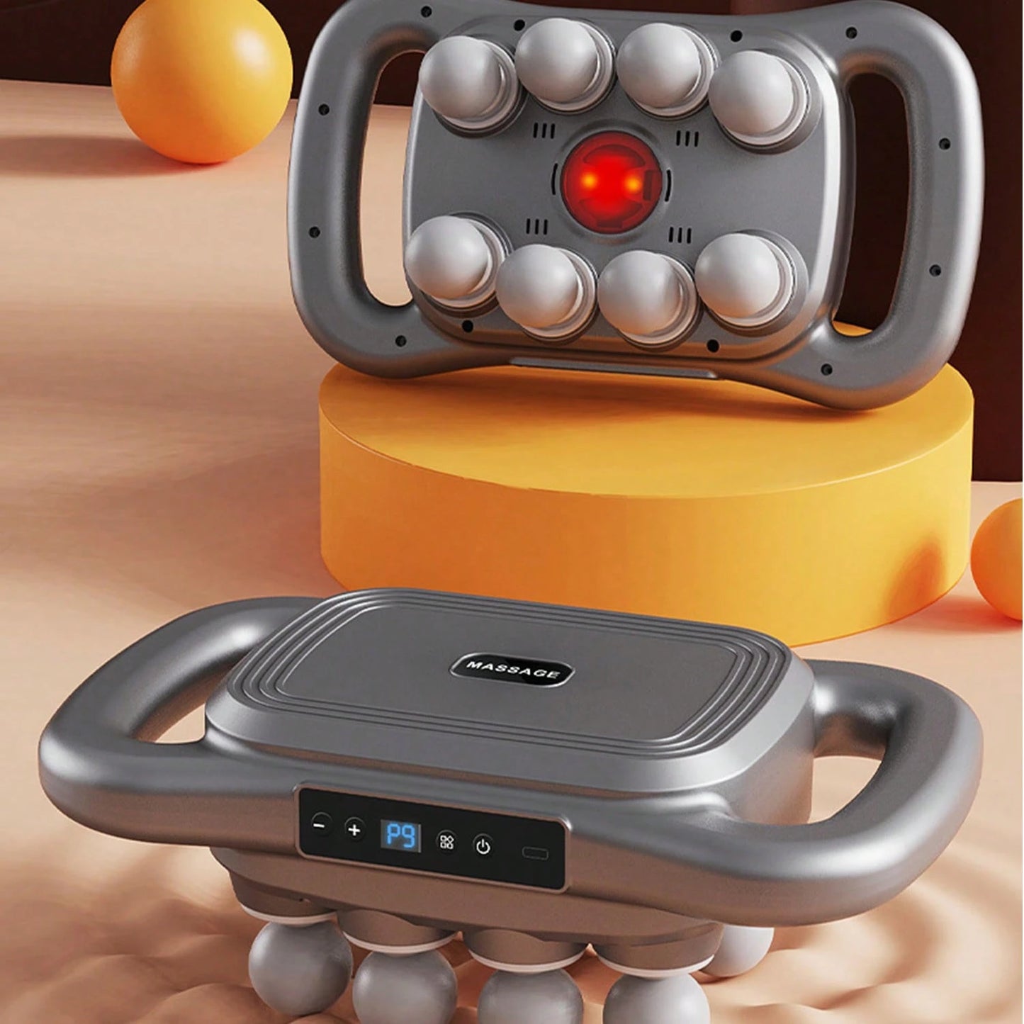 8-Head Electric Deep Tissue Massager For Muscle Relief, Multi-Head Back Pain Massage Device With Red Light Heating, Large Thrust Percussion Massage Gun For Waist, Calf, Thigh, And Foot Soreness, Hands