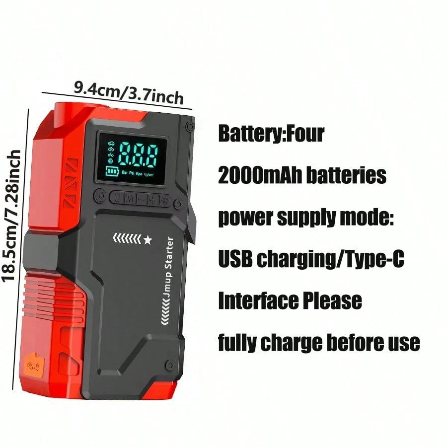 8000A Car Jump Starter With Air Pump, 12V Car Battery, 180PSI Digital Tire Pressure Gauge, Emergency Start For Trucks And SUVs, Accurate Tire Pressure Detection, LED Lighting, Car Accessories, Jump St