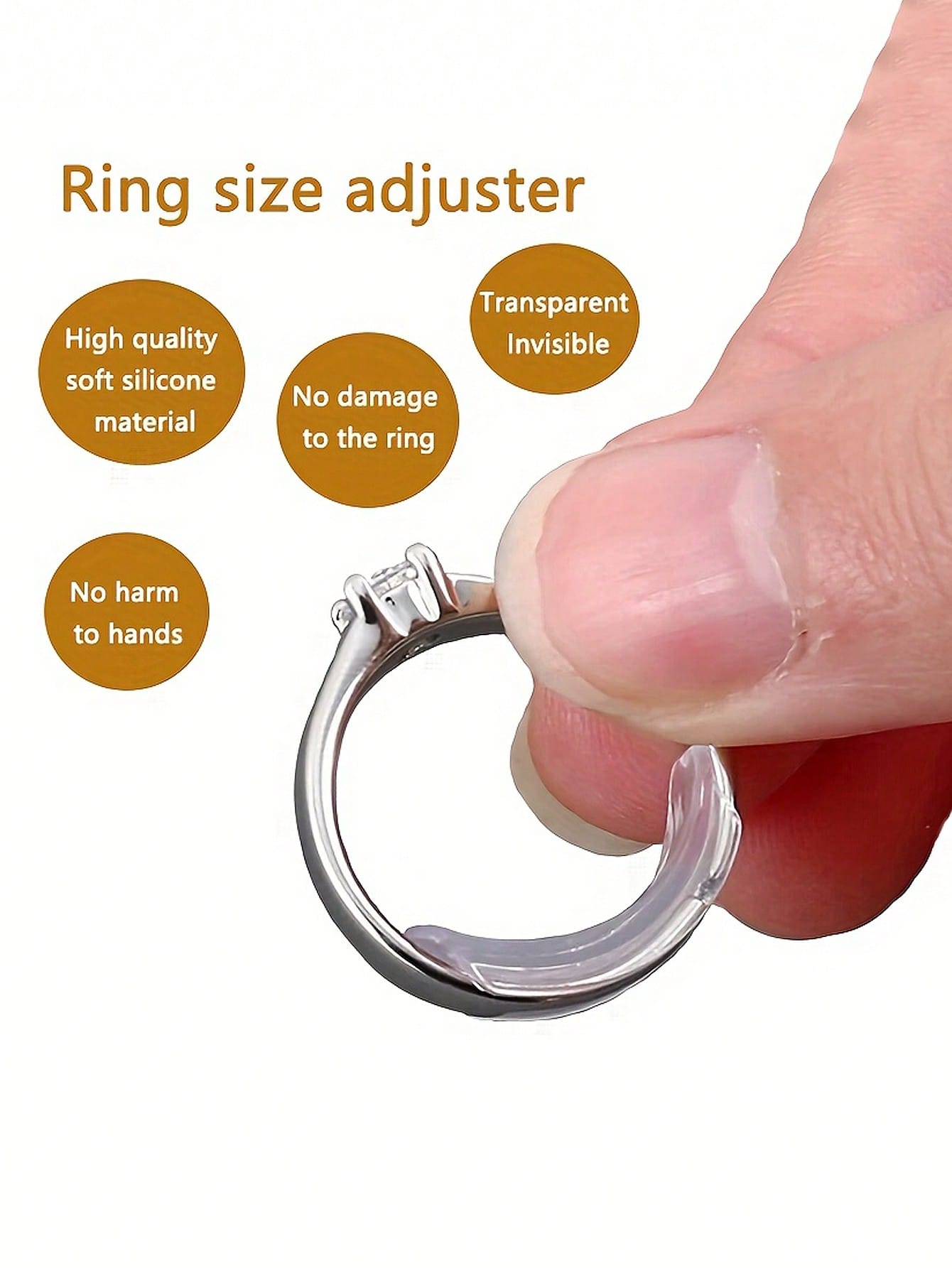 8pcs Transparent Invisible Ring Sizer- Adjustable Silicone Ring Adjuster Suitable For Engagement, Wedding And Daily Wear-, Lightweight, Easy To Use- Fits All Ring Styles, Suitable For Brides, Wedd