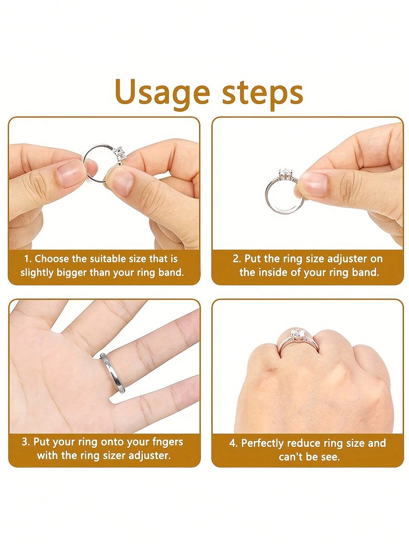 8pcs Transparent Invisible Ring Sizer- Adjustable Silicone Ring Adjuster Suitable For Engagement, Wedding And Daily Wear-, Lightweight, Easy To Use- Fits All Ring Styles, Suitable For Brides, Wedd