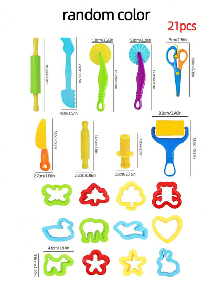 9/12/21/26PCS Colored Clay Tool Set, Including Plastic Animal Knives And Accessories, Colored Clay Crafts In Various Colors, Clay Embossing Kit With Animal/Flower/Letter Designs, Easy To Clean, Reusab
