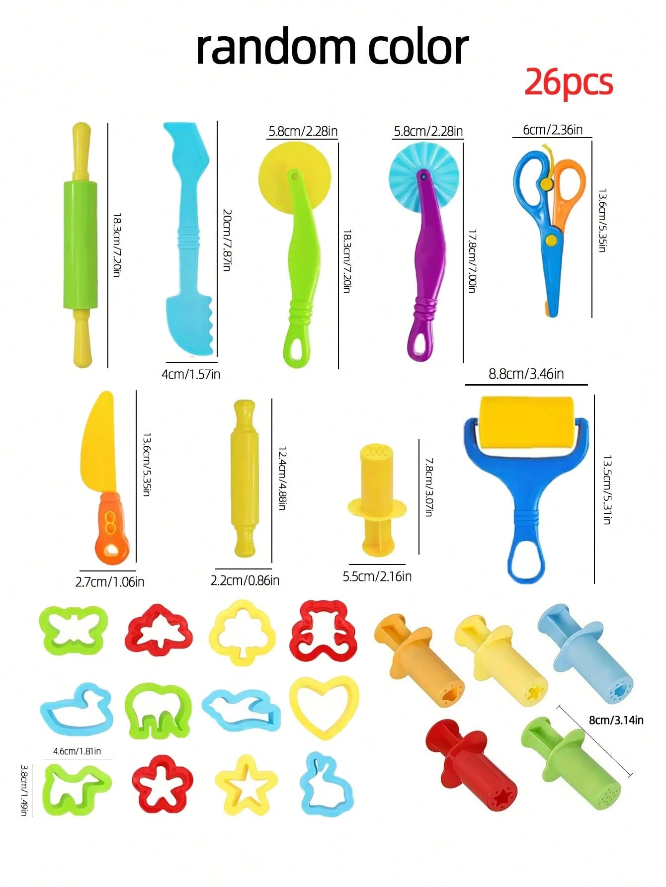 9/12/21/26PCS Colored Clay Tool Set, Including Plastic Animal Knives And Accessories, Colored Clay Crafts In Various Colors, Clay Embossing Kit With Animal/Flower/Letter Designs, Easy To Clean, Reusab