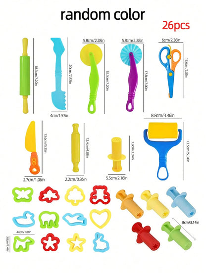 9/12/21/26PCS Colored Clay Tool Set, Including Plastic Animal Knives And Accessories, Colored Clay Crafts In Various Colors, Clay Embossing Kit With Animal/Flower/Letter Designs, Easy To Clean, Reusab