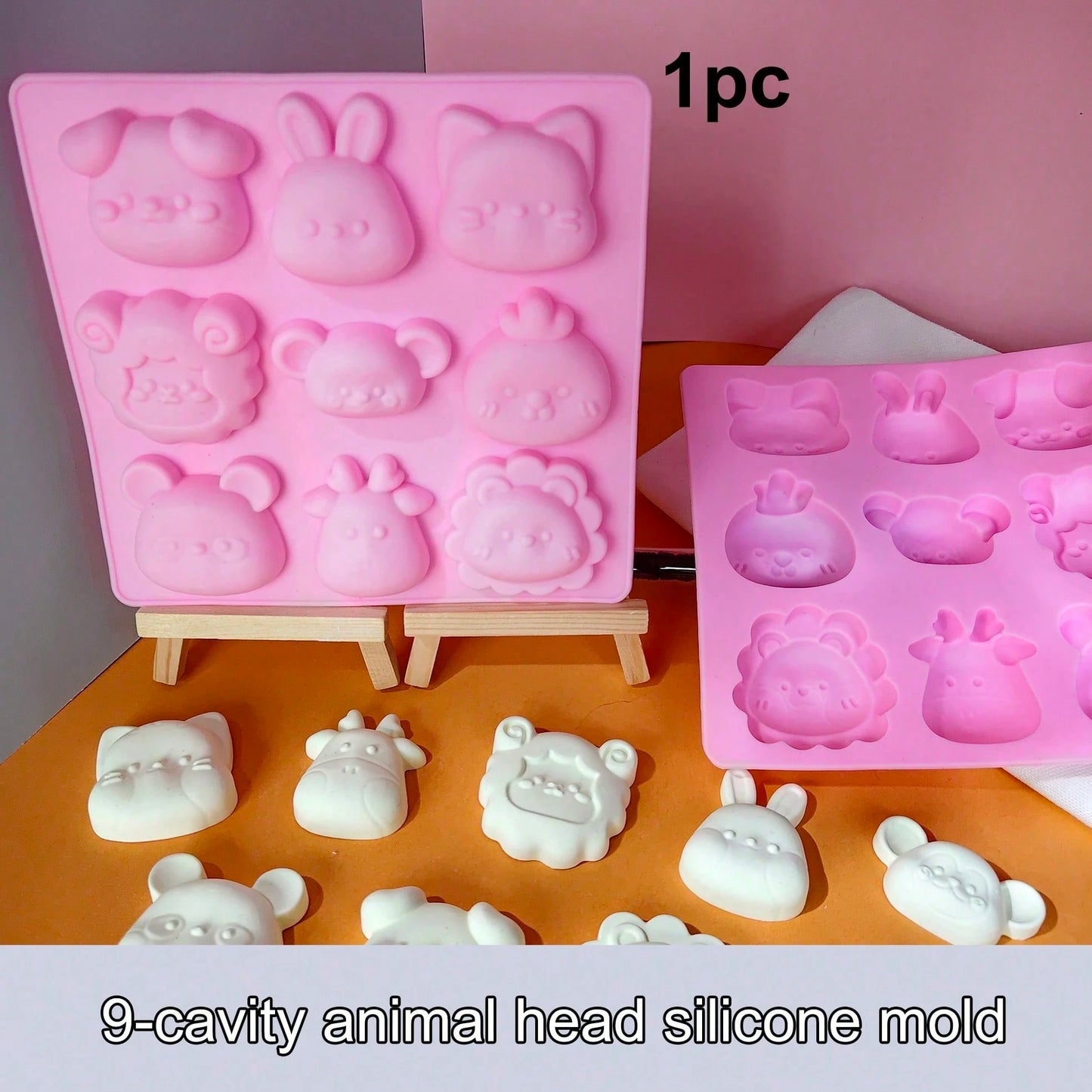 9 Styles Pink Animal Silicone Molds, Suitable For Plaster, Soap, Candle, Jewelry Making, DIY Crafts, Home Decor