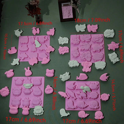 9 Styles Pink Animal Silicone Molds, Suitable For Plaster, Soap, Candle, Jewelry Making, DIY Crafts, Home Decor