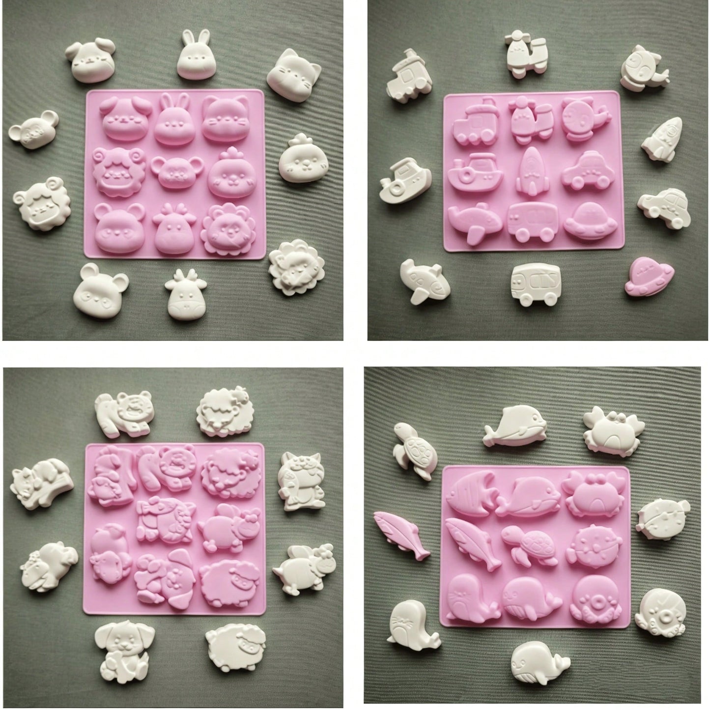 9 Styles Pink Animal Silicone Molds, Suitable For Plaster, Soap, Candle, Jewelry Making, DIY Crafts, Home Decor